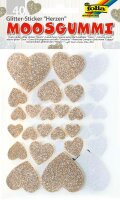 Moosgummi Glitter-Sticker Herzen 2 - 40 Sticker,...