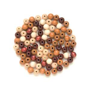 Holzperlen FSC100% 6 mm braun-mix, 118 Stück