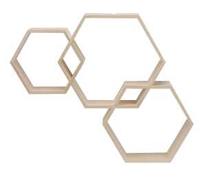 Design Rahmen Holz Sechseck 3 Stück - 35x30,5x10/30x26x10/24x21x10cm