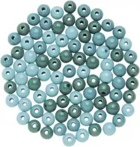 Holzperlen FSC100% 10mm türkis-mix, 47 Stück