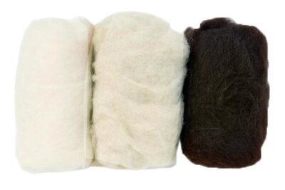 Schafwolle 3 x 10g Natur-Mix