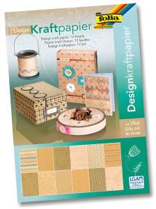 Design Kraftpapierblock DIN A4 12 Blatt sortiert - 12 versch Motive