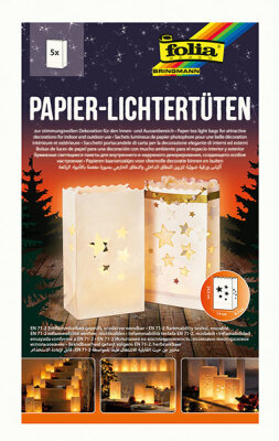 Lichtertüten Papier 5 St. Sterne 24,5 x 14 x 8,5cm