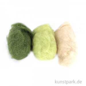 GLOREX Schafwolle 3 x 10g Grün-Mix