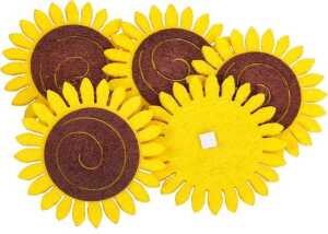 Filz-Sonnenblume 5 Stück, 5cm gelb/braun