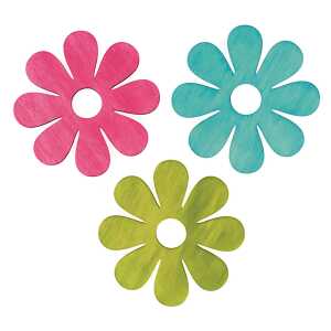 Holzstreuteile Blumen sortiert, 24 Stück, 2 cm