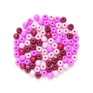 Holzperlen FSC100% 6 mm rosa-mix, 118 Stück
