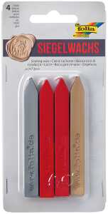 Siegelwachs Classic silber gold 2x rot - 4 Siegelkerzen mit Docht