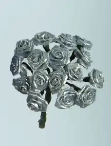 GLOREX Diorröschen 12 Blüten silber