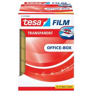 tesa Klebefilm Office Box - transparent, 25 mm x 66 m, 6 Rollen