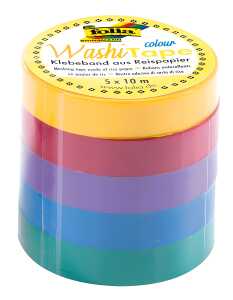 Washi Tapes 10mm x 10m Colour Basic 5 Farben Klebeband aus Reispapier