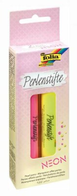 Perlenstifte 2er neon pink und gelb - 2 Stifte mit je 30ml, Folia