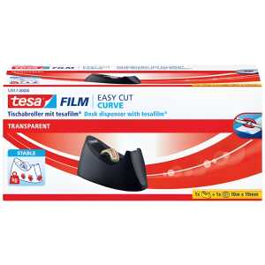 tesa Tischabroller Easy Cut Curve - für Rollen bis 33m : 19mm, schwarz