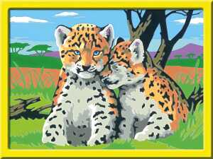 Malen nach Zahlen Bild 24x18cm Kleine Leoparden
