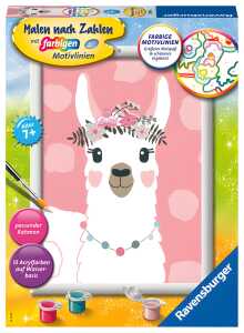 Malen nach Zahlen Bild Weißes Lama