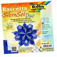 Bastel-Set Bascetta-Stern 15x15cm 30 Blatt Blau/Sil