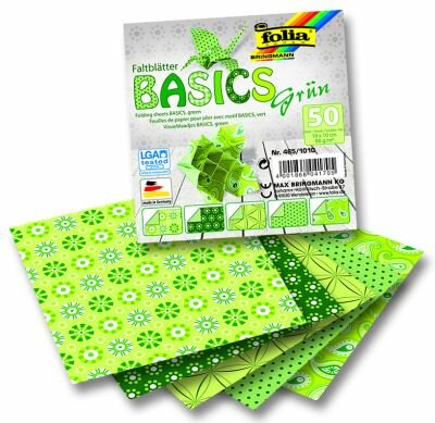 Faltblätter Basics,grün 80g/m², 10x10cm,50 Blatt