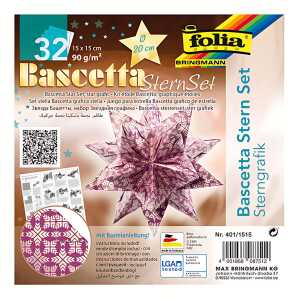 Bascetta Stern Set 15x15cm,32Bl.Stern li/sil