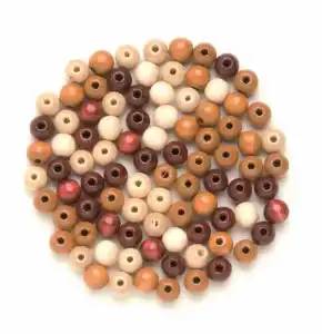 Holzperlen FSC100% 12 mm braun-mix, 28 Stück