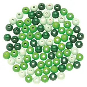 Holzperlen FSC100% 12 mm grün-mix, 28 Stück