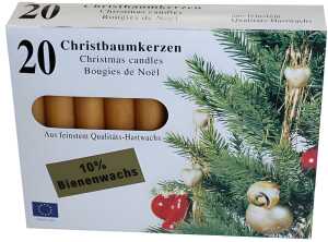 Baumkerzen 20er Natur 10% Bienenwachs - Ca. 13X100mm