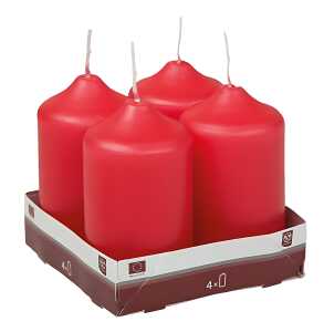 IDENA Stumpenkerze 4er rot 50x90mm