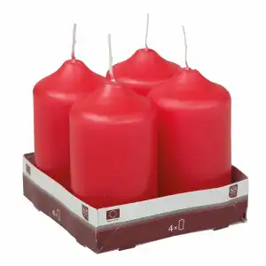 IDENA Stumpenkerze 4er rot 50x90mm