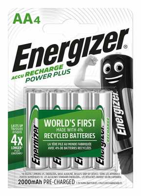 ENERGIZER Akku Rechargeable Power Plus Mignon AA 4 Stück weiß/grün