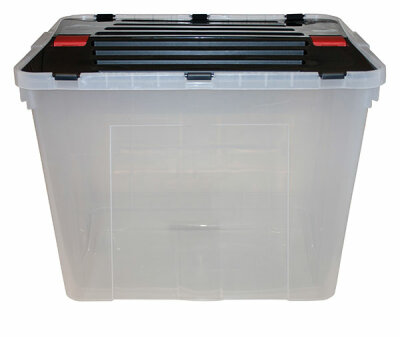 Ordnungsbox transp. 30L 31x42x34cm, mit Deckel - sortierte Farben