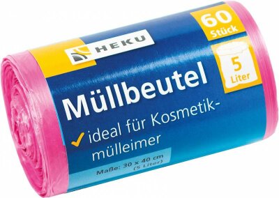 Kosmetikeimer Beutel rosa 60 Stück, 30x40cm 5 Liter