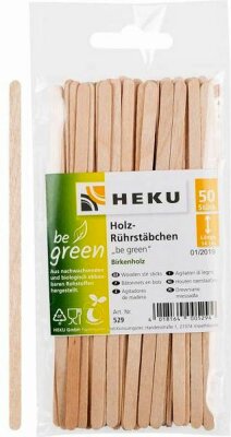 Rührstäbchen, 50 Stück Länge 14cm, 50 Stück - "be green" Birke