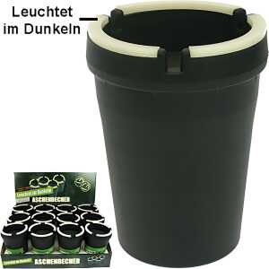 Sturmaschenbecher Glow in the Dark Anti Geruch 11x8cm schwarz Kunstoff