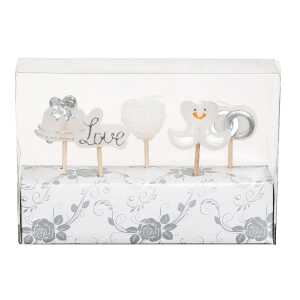Dekokerzen Wedding mit Picker 5er Set
