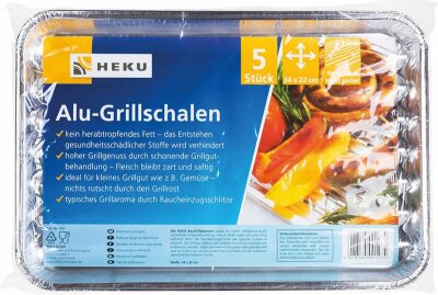 Alu-Grillschalen eckig 5 Stück, 34x22cm