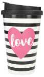 Becher To-Go mit Spruch Love mit Streifen schwarz und...
