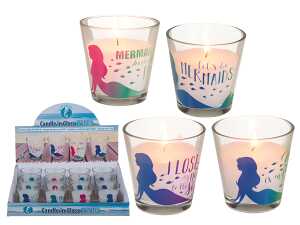 Kerze im Glas sortiert Meerjungfrau 6,5x6,5cm