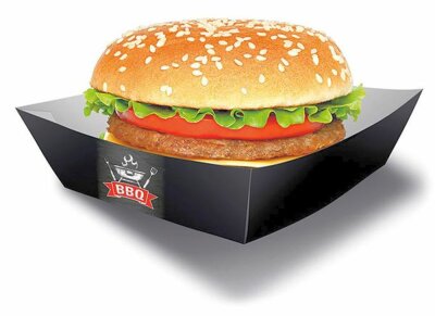 4 Burgerschalen BBQ Party 13 x 13 cm