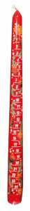 Kerze Adventskalender Leuchterkerze, rot - lackiert, mit Abziehbild