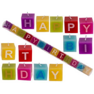 OOTB Farbiger Kerzenblock mit Schrift Happy Birthday