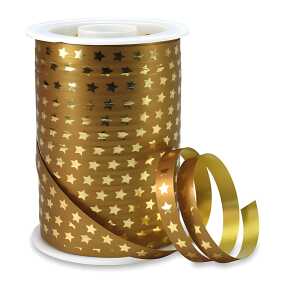 Ringelband 100m x 10mm gold, goldene Sterne - Präsent