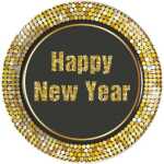 Partyteller Happy NewYear Metallic, 8er, Ø 23cm