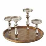 Kerzenhalter Fura 20cm braun rund aus Mango - Boltze