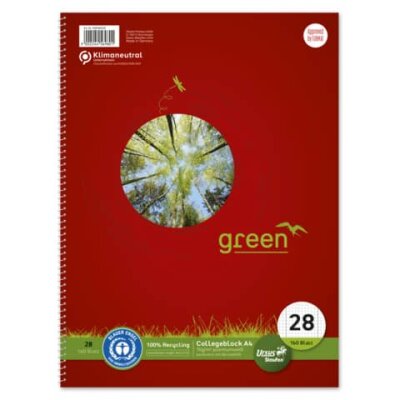 Staufen Collegeblock A4 160 Bl 70g Lin 28 Green 5mm kariert mit DR