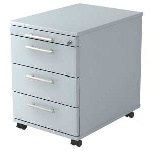 Rollcontainer - 42,8 x 59 x 58 cm, 3 Schübe, Relinggriff, Grau