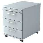 Rollcontainer - 42,8 x 59 x 58 cm, 3 Schübe, Relinggriff, Grau