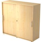 Hammerbacher Schiebetürschrank - 3OH, 120 cm, Relinggriff, Ahorn/Ahorn