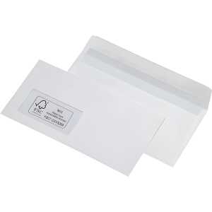 Briefumschläge - DIN lang mit Fenster, haftklebend, 100g/qm, 100 Stück