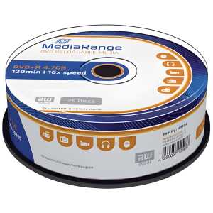 MediaRange DVD+R - 4.7GB/120Min, 16-fach/Spindel, Packung mit 25 Stück