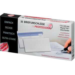 Briefumschlag 112 x 225 mm, o. Fenster, weiß, 90 g/qm, 35 Stück
