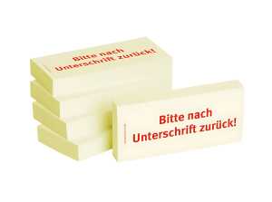 Haftnotizen "Bitte nach Unterschrift zurück" - 75 x 35 mm, 5x100 Blatt
